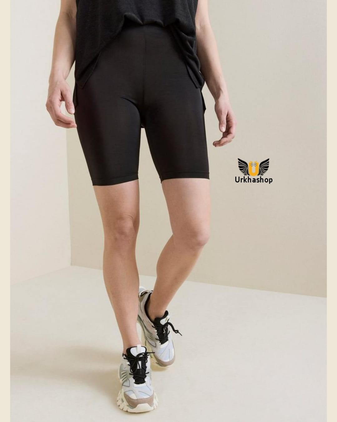 Shiny biker shorts for women