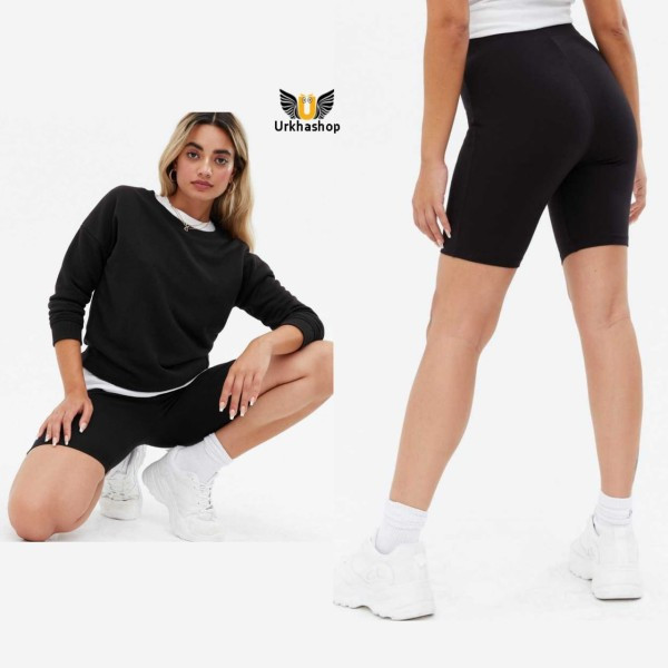 Womens workout yoga black cycling shorts for wearing regular & gym made by athletic breathable cotton