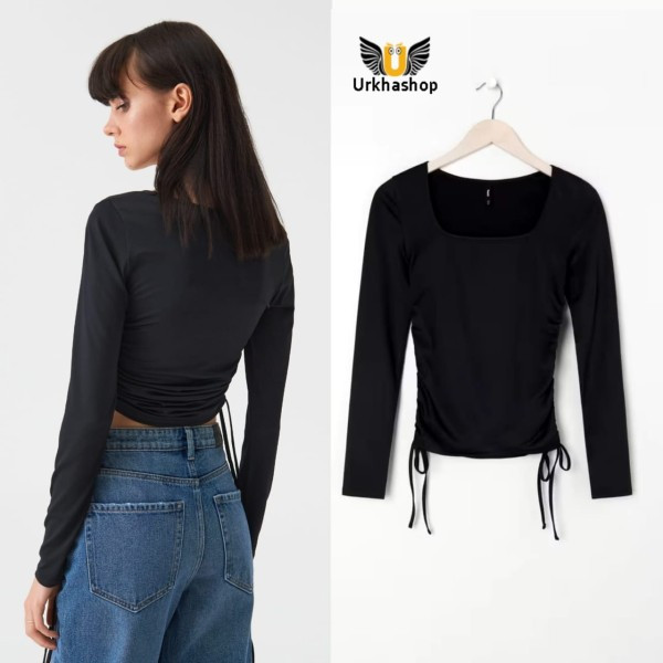 Square Neck stylish crop top with ruching tops