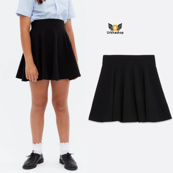 Black Pleated Skater Skirt For Adult Girls
