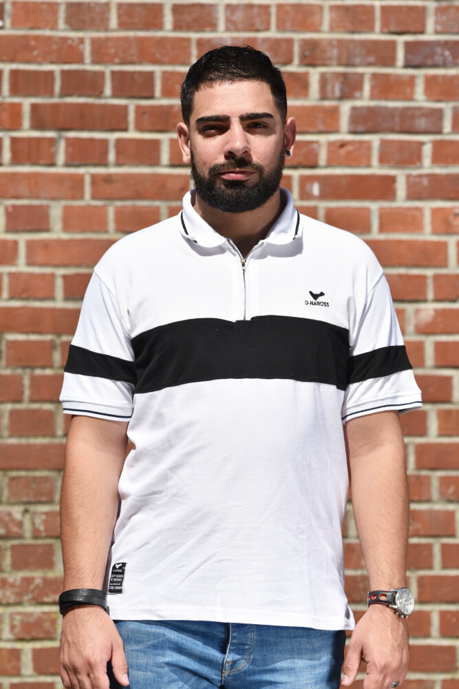 White & Black Front Zipper Stylish Polo Shirt