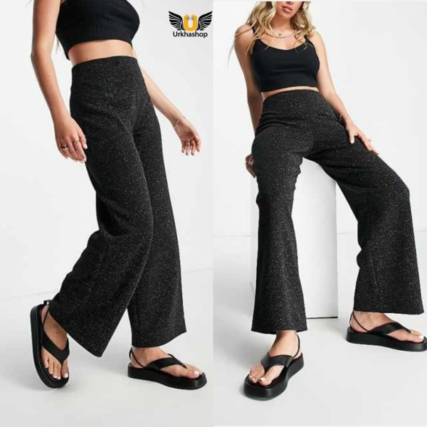 Sparkle Knit High-Rise Flared Trousers/Pant