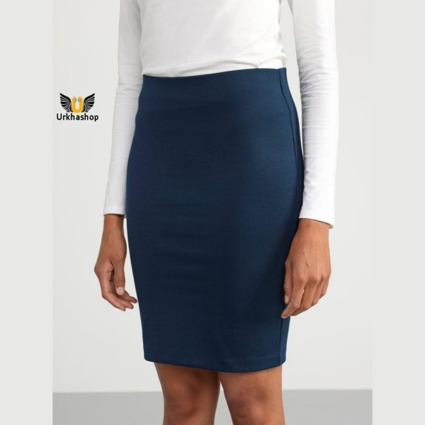 Navy Blue Jersey Pencil Skirt