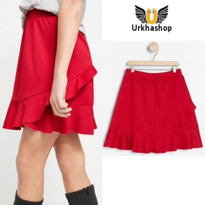 Red jersey skirt with flounce for teen girls
