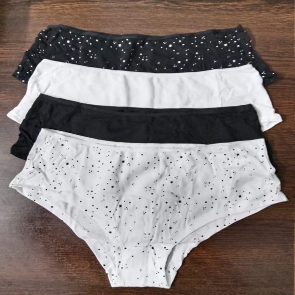 Women 4 pieces short solid & printed cotton underwear panties