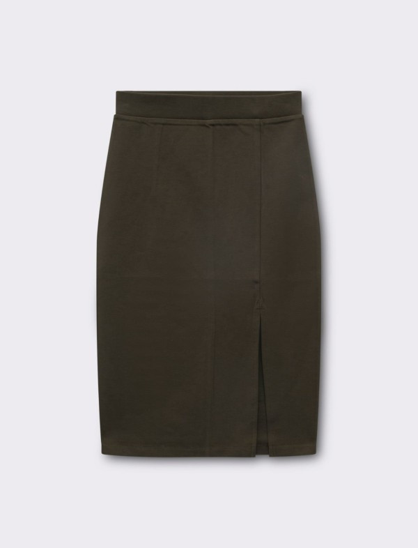 Women's Olive Color Slit Skirt