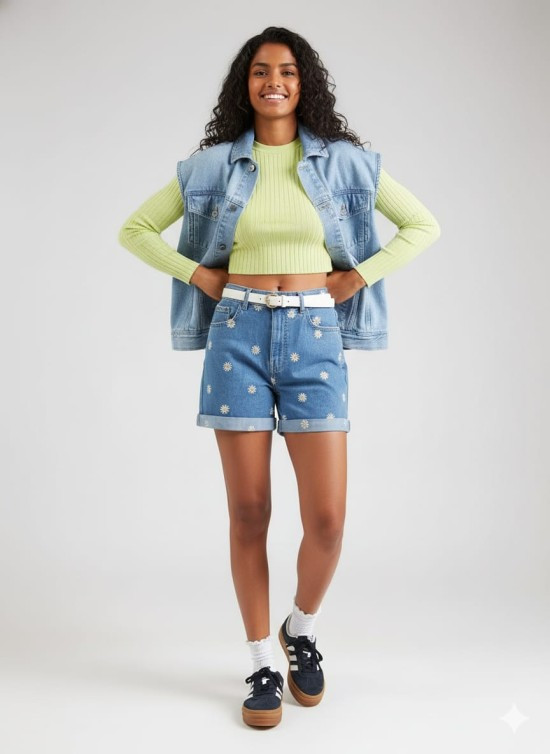 Regular 'ONLHUSH' in Blue Denim Stylish Shorts For Women
