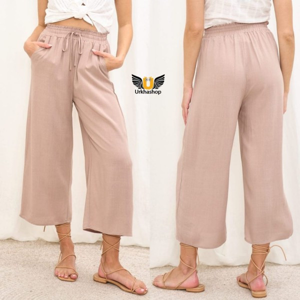Solid Knot Front Wide Leg Plazzo Pants